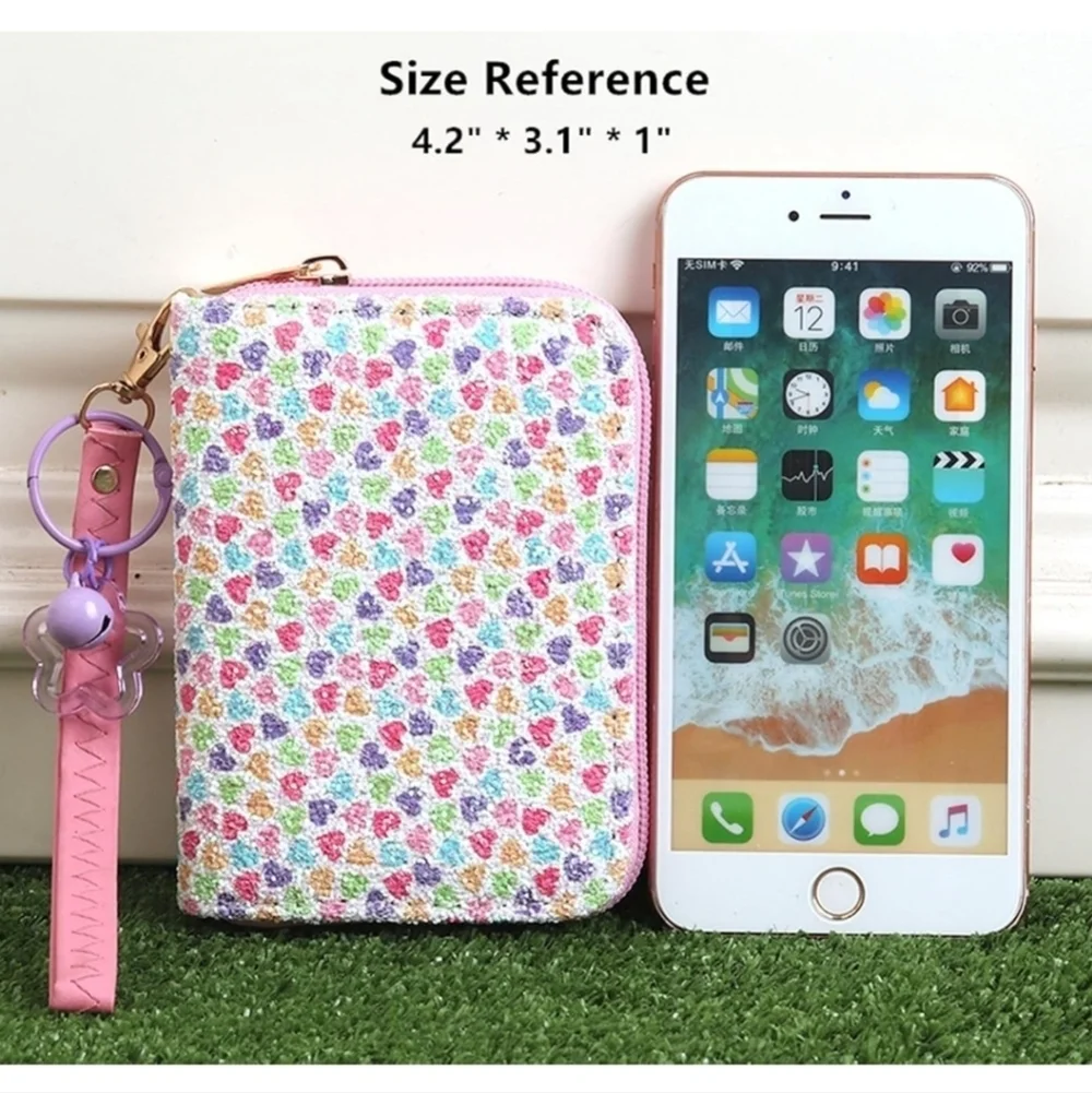 Colorful Floral Wallet with Pink Strap